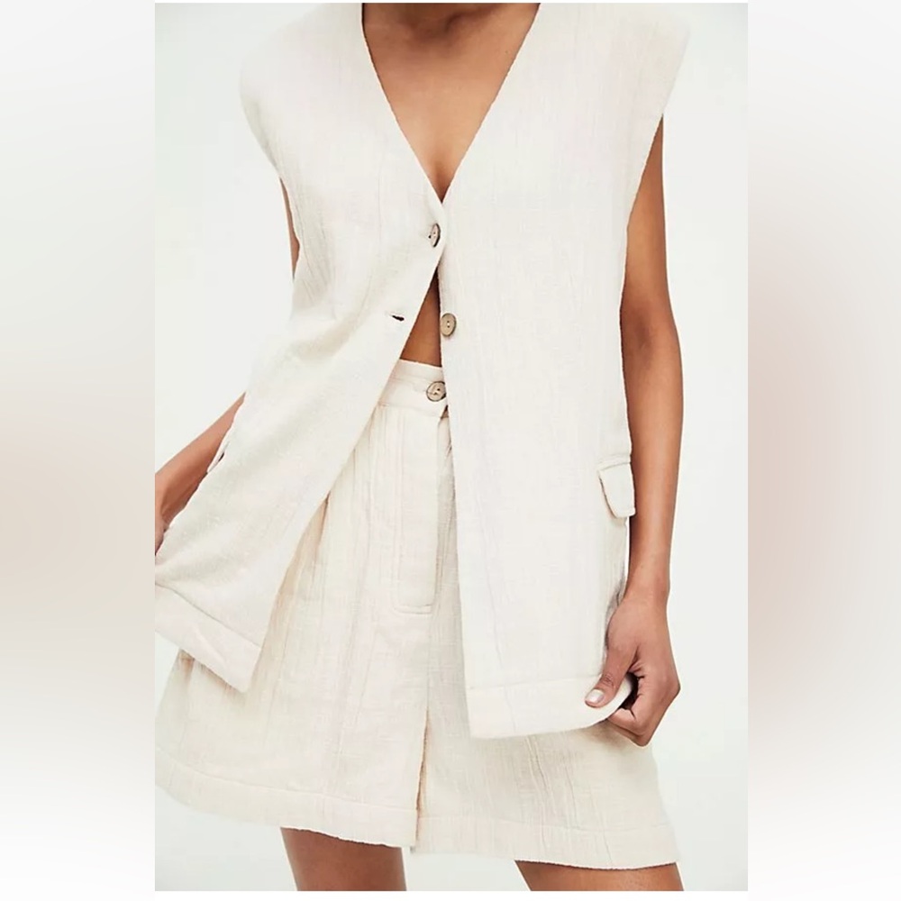 NWT Free People Iman Vest Shorts Set Endless Summer Collection 100% Cotton L
